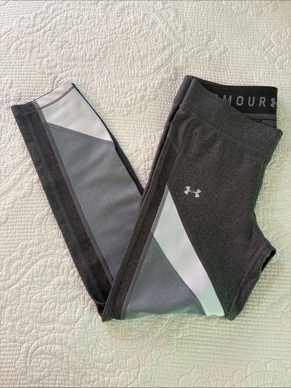 Under Armour Black, Gray and White Colorblock Leggings